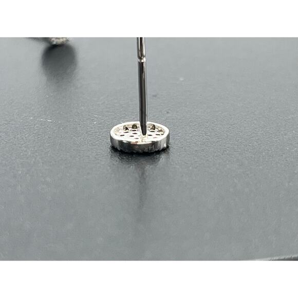 14k White Gold Round Pave Diamond Chip Post Pierced Stud Earrings 6mm - Picture 8 of 11